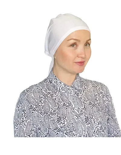 G.A.D Women Hijab Bonnet Tie Back Cap (White)