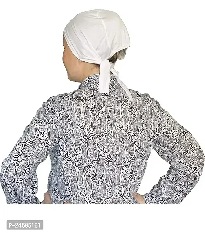 G.A.D Women Hijab Bonnet Tie Back Cap (White)-thumb2