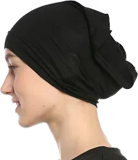 Modern Hejab Women's Under Scarf Tube Cap with Brim One Size Black-thumb1