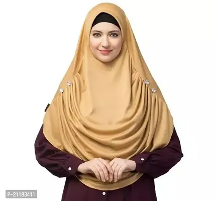 Nazneen Front Gather And Pleated With Cristal Stone Ready To Wear Prayer Hijab