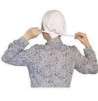 G.A.D Women Hijab Bonnet Tie Back Cap (White)-thumb2