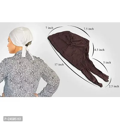 G.A.D Women Hijab Bonnet Tie Back Cap (White)-thumb4