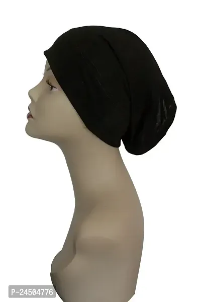 Modern Hejab Women's Under Scarf Tube Cap with Brim One Size Black-thumb0