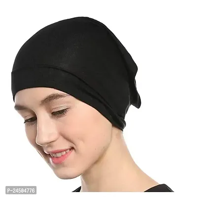 Modern Hejab Women's Under Scarf Tube Cap with Brim One Size Black-thumb4