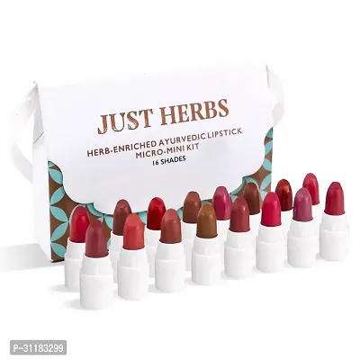 Ayurvedic Creamy Matte Micro Mini Lipstick Kit  (Pack of 16)-thumb0