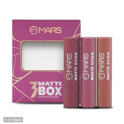 Matte Box Set of 3 Lipsticks for Women (3x3.2 gm) (02-Peaches  Nudes)-thumb0