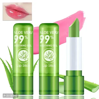 Aloe Vera Lipstick Moisturizing Waterproof Color Changing Long Lasting Nutritious Lip Balm  (Pack of 3)-thumb0