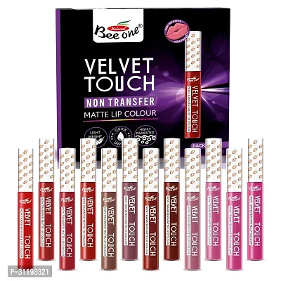 Velvet Touch Non Transfer Matte Liquid Lipstick Lip Colour Pack Of 12-thumb0