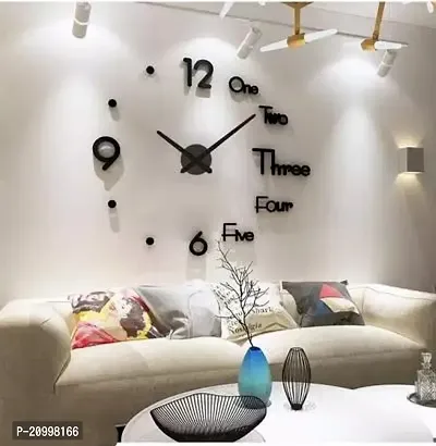 Classic Plastic 3D DIY Frameless Designer Self Adhesive Analog Wall Clock with Big Mirror Surface Effect