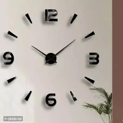 Classic Plastic 3D DIY Frameless Designer Self Adhesive Analog Wall Clock with Big Mirror Surface Effect