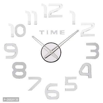 ACRYLIC WORLD Foam DIY Creative 3D Analogue Acrylic Wall Clock (Silver)