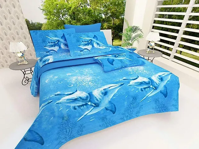 HomzDecorz 3-D Polycotton Double Bedsheet with 2 Pillow Covers_Size-90*90_Multicolour_3D049