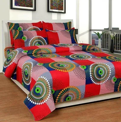 BUCKSHOP 3D Bedsheet Double Bed Polycotton with Pillow Covers size-90x90 Color-red (1 Bedsheet 2 Pillow Cover)