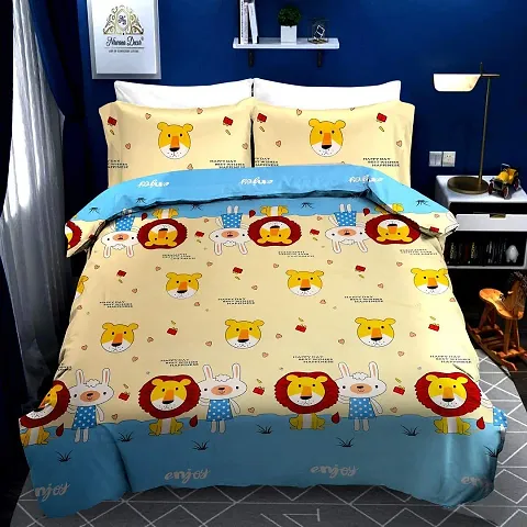 Neekshaa 200 TC Cotton Double Bed Printed Bedsheet with Two Pillow Covers_Size-90*90 inch