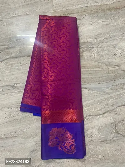 Stylish Silk Cotton Purple  Saree with Blouse piece For Women