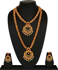 JBD Extravagance Women's Brass Gold Planted Ethenic Wear Latest Nacklace With Earring Set-Pack of 2 (J_B_D_5487000-Golden)-thumb1