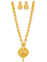 JBD Extravagance Women's Brass Gold Planted Ethenic Wear Latest Nacklace With Earring Set-Pack of 1 (J_B_D_5486984-Golden)-thumb1