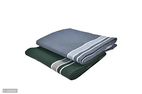 Mens Grey  Dark Green Colour Cotton Dhoti - Pack of 2-thumb3