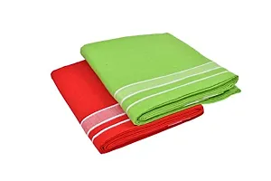 Red Lime Green Cotton Dhotis For Men - Pack of 2-thumb3