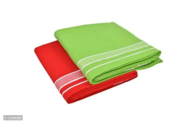 Red Lime Green Cotton Dhotis For Men - Pack of 2-thumb4