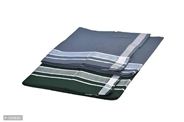 Mens Grey  Dark Green Colour Cotton Dhoti - Pack of 2-thumb2