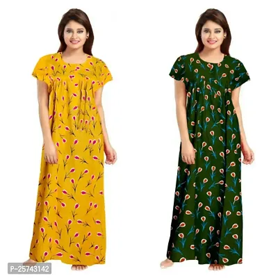 Elegant Cotton Printed Nighty For Women- Pack Of 2-thumb0