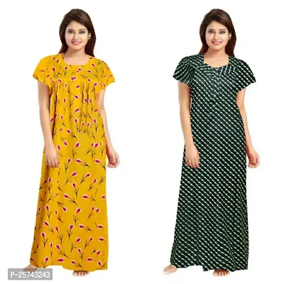 Elegant Cotton Printed Nighty For Women- Pack Of 2-thumb0