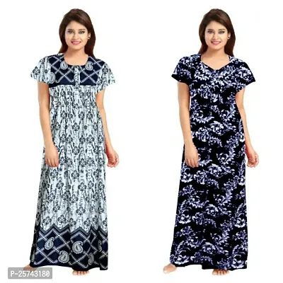 Elegant Cotton Printed Nighty For Women- Pack Of 2-thumb0