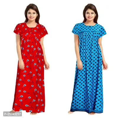 Elegant Cotton Printed Nighty For Women- Pack Of 2-thumb0