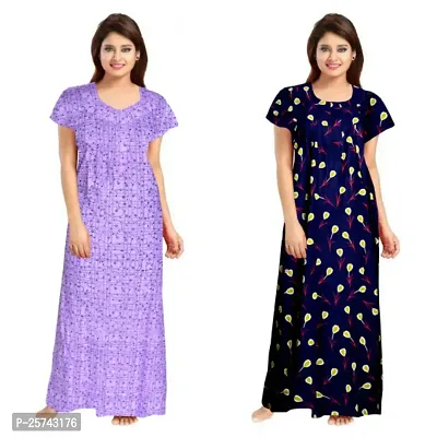 Elegant Cotton Printed Nighty For Women- Pack Of 2-thumb0