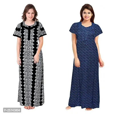 Elegant Cotton Printed Nighty For Women- Pack Of 2-thumb0