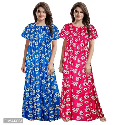 Elegant Cotton Printed Nighty For Women- Pack Of 2-thumb0