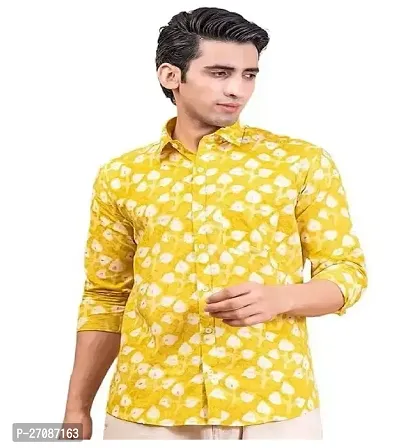 Stylish Yellow Cotton Unstitched Shirt Fabric For Men
