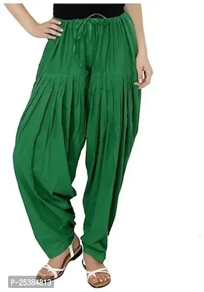 Fabulous Green Cotton Solid Salwars For Women