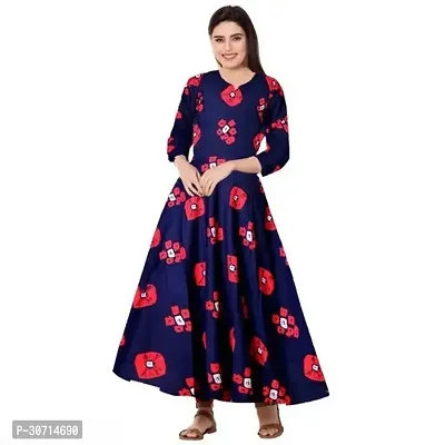 Indo-western Multicoloured Printed Rayon Gown-thumb0