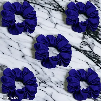 Silky Satin Grepe MultiColor Scrunchies for Girls, Women (Pack of-10) Multicolor (Blue, 15)-thumb4