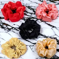 CHATHURVI FASHIONABLE WEAR Silky Satin Grepe MultiColor Scrunchies for Girls, Women Multicolor-thumb4