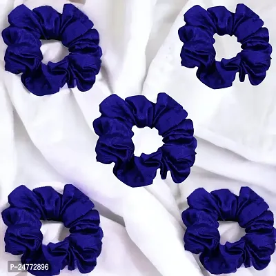 Silky Satin Grepe MultiColor Scrunchies for Girls, Women (Pack of-10) Multicolor (Blue, 15)-thumb0