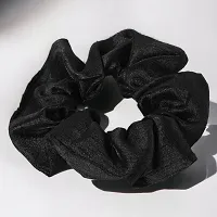 Silky Satin Grepe MultiColor Scrunchies for Girls, Women (Pack of-10) Multicolor (Black, 10)-thumb2