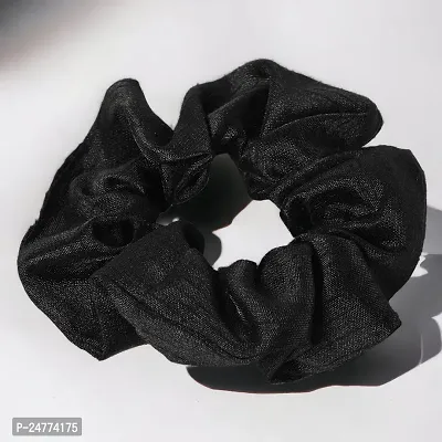 Silky Satin Grepe MultiColor Scrunchies for Girls, Women (Pack of-10) Multicolor (Black, 10)-thumb3