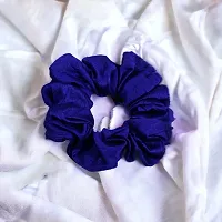 Silky Satin Grepe MultiColor Scrunchies for Girls, Women (Pack of-10) Multicolor (Blue, 15)-thumb1