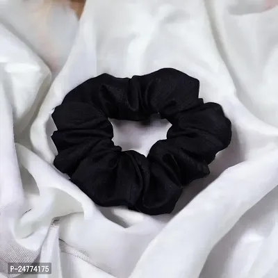 Silky Satin Grepe MultiColor Scrunchies for Girls, Women (Pack of-10) Multicolor (Black, 10)-thumb2