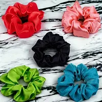 Silky Satin Grepe MultiColor Scrunchies for Girls, Women (Pack of-5) Multicolor (SATIN GREEN AND DUPIN CELADON, 10)-thumb4