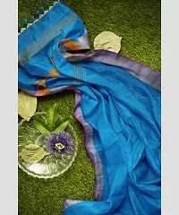 Stylish Blue Pure Silk Self Pattern Saree with Blouse piece For Women-thumb2