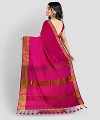 Stylish Pink Pure Silk Self Pattern Saree with Blouse piece For Women-thumb1