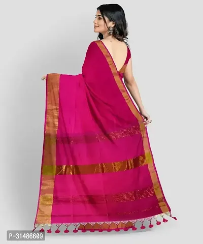 Stylish Pink Pure Silk Self Pattern Saree with Blouse piece For Women-thumb2