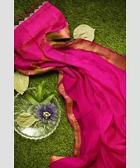 Stylish Pink Pure Silk Self Pattern Saree with Blouse piece For Women-thumb2