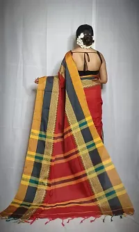 Stylish Multicoloured Cotton Blend Self Pattern Saree without Blouse piece For Women-thumb3