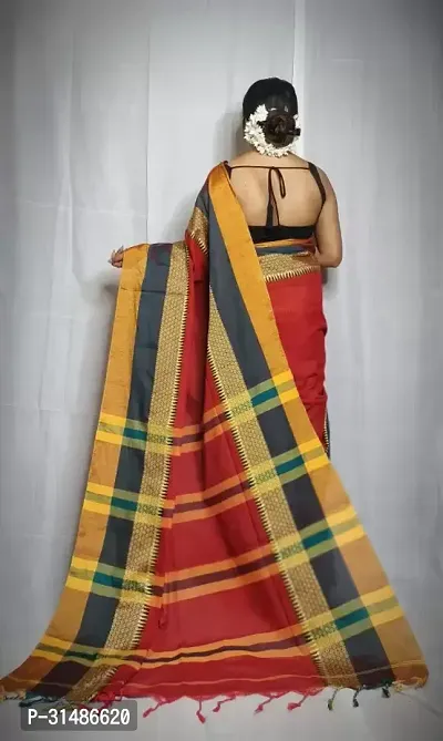 Stylish Multicoloured Cotton Blend Self Pattern Saree without Blouse piece For Women-thumb4