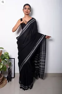 Stylish Black Pure Silk Self Pattern Saree without Blouse piece For Women-thumb2